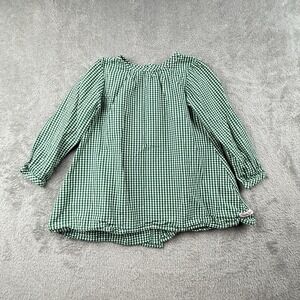 Ruffle Butts Dress Girls 4T Green Gingham Button Back L/S Cotton Classic Casual